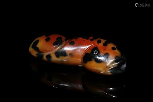 An Agate Fish Shaped Snuff Bottle