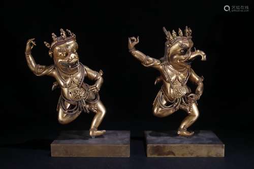 Pair Of Gilt Bronze Figure Ornaments