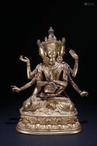 A Gilt Bronze Guanyin Ornament