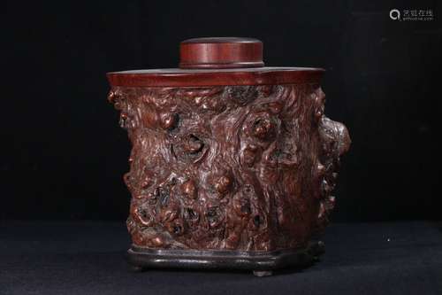 A Longan Wood Embed Rosewood Tea Jar