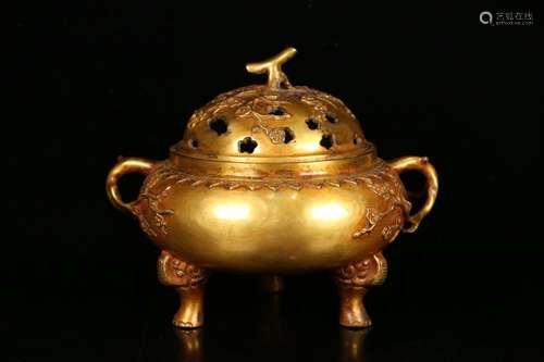 A Gilt Bronze Censer Of Plum Flower Pattern