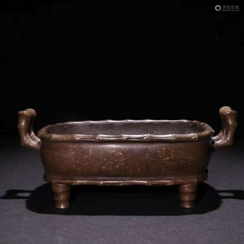 A Bronze Censer Of Bamboo Pattern