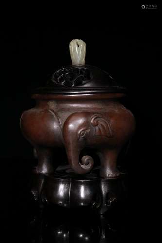 A Bronze Censer With Elephant Pattern