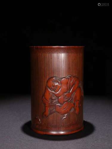 A Bamboo Figure-Story Brush Pot