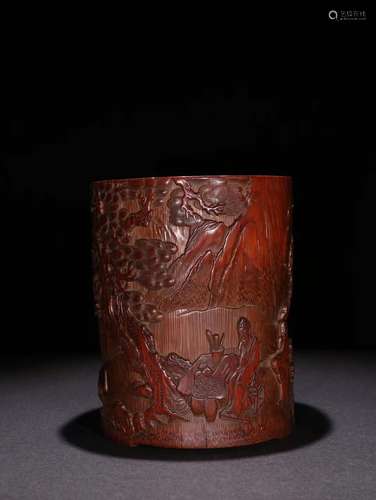 A Bamboo Figure-Story Brush Pot