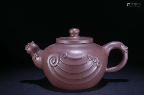 A Zisha Teapot Of Phoenix Pattern