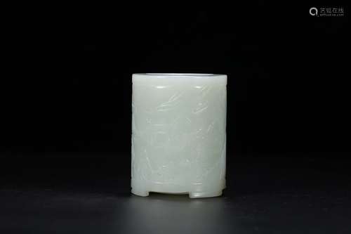 A Hetian Jade Brush Pot