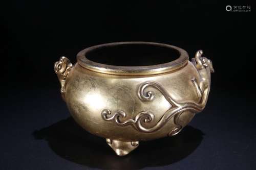 A Gilt Bronze Censer With Dragon Pattern