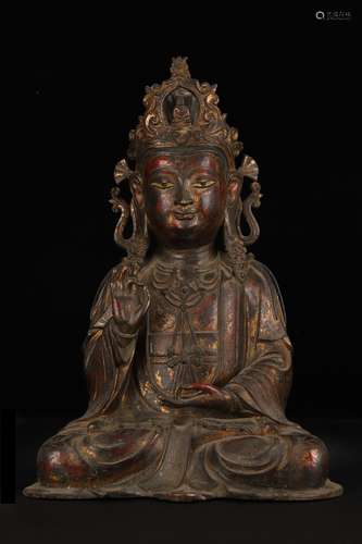 A Gilt Bronze Guanyin Ornament