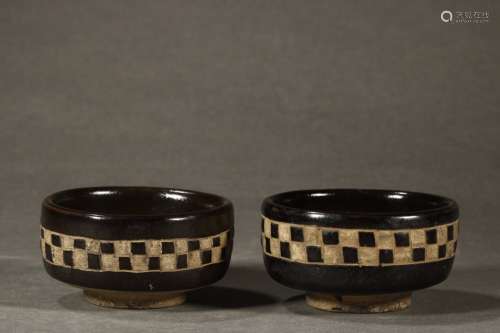 Pair Of Cizhou Kiln Porcelain Cups