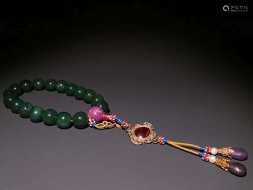 A Green Hetian Jade Bracelet