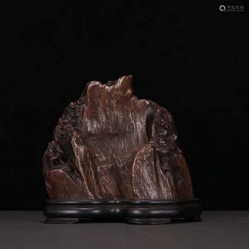 An Agarwood Story-Carving Mountain Ornament