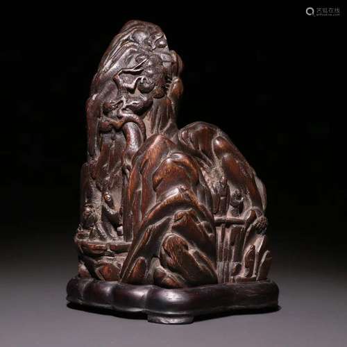 An Agarwood Figure-Story Ornament