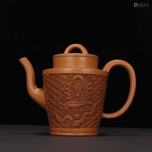 A Zisha Teapot Of Dragon, Jinding Mark