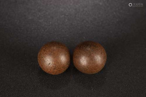 Pair Of Agarwood Beads