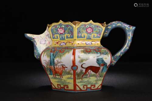 A Zisha Teapot Of Enameled Figure-Story