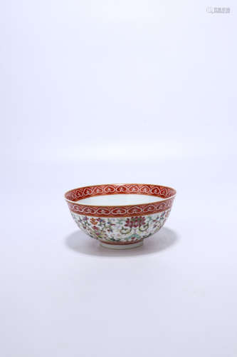 chinese famille rose porcelain bowl with flower pattern