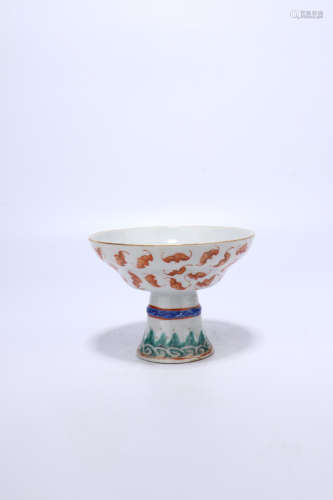 chinese famille rose porcelain stem bowl with pats pattern