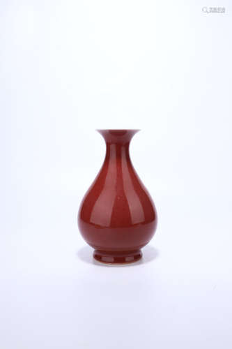 chinese sacrificial red glazed porcelain pear shaped vase