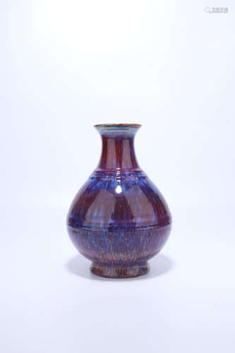 chinese flambe glazed porcelain pear shaped vase