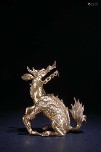 Gilt Bronze Qilin Shaped Paperweight