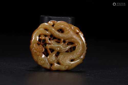 Hetian Jade Dragon Carved Handpiece