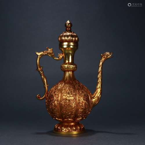 Gilt Bronze Dragon Pattern Teapot