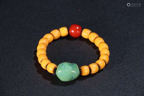 Tibetan Turquoise Stone Sherpa Glass Bead Bracelet
