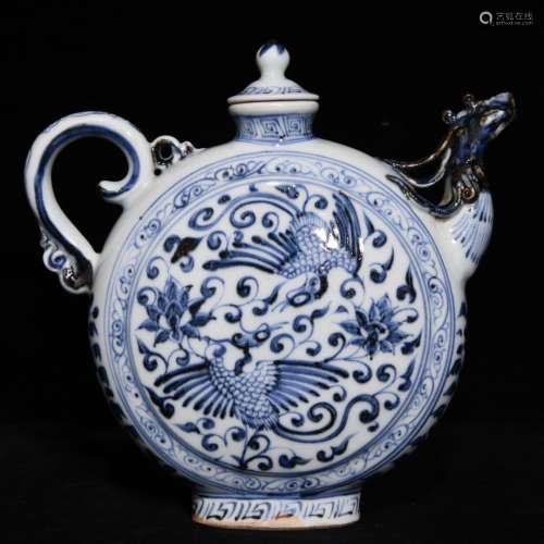 Porcelain Blue&White Phoenix Pot