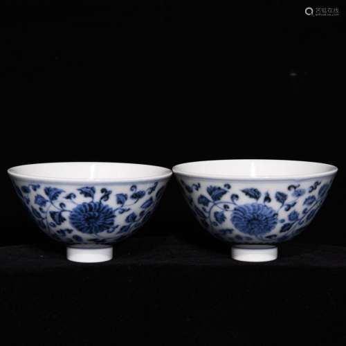 Porcelain Blue&White Floral Cup