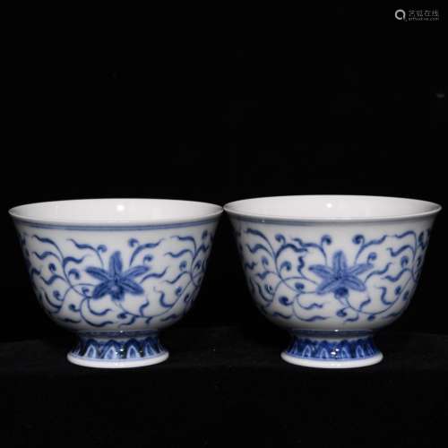 Porcelain Blue&White Floral Cup