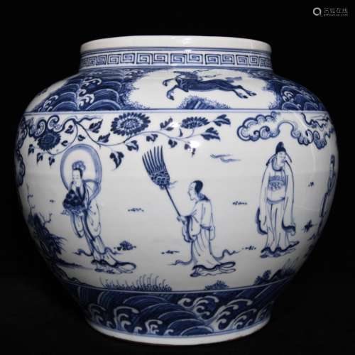 Porcelain Blue&White Story Painted Jar