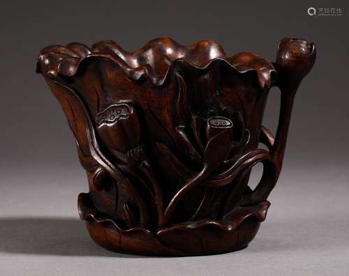 Agarwood Lotus Pattern Cup