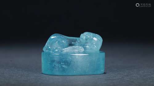 Aquamarine Beast Carved Seal