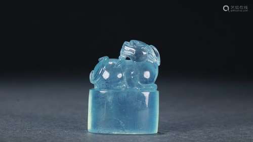 Aquamarine Beast Carved Seal