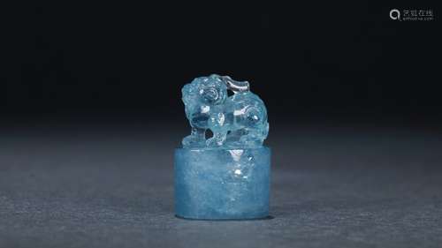 Aquamarine Beast Carved Seal