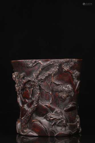 Agarwood Story Carved Brush Pot