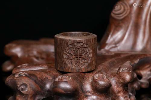 Agarwood Dragon Carved Ring