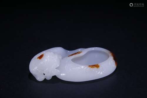 Hetian Jade Beast Carved Brush Thick