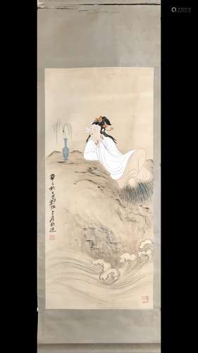 Painting Of Guanyin, Zhang Daqian Mark