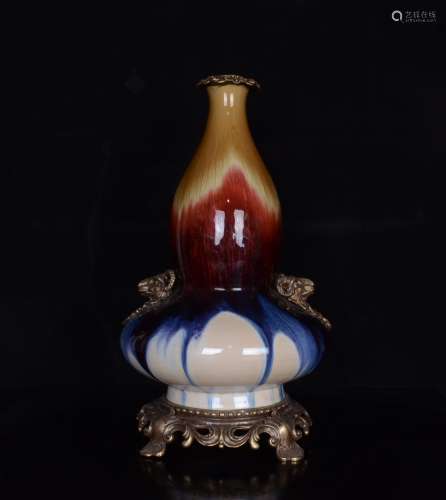 Porcelain Transmutation Glaze Gourd Vase