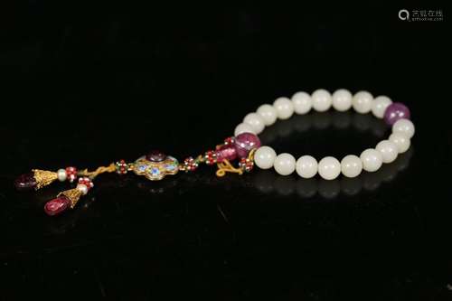 Hetian Jade 18-Bead Bracelet