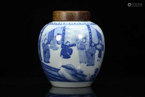 Porcelain Blue&White Figure Pattern Jar