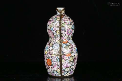 Porcelain Enameled Floral Gourd Vase