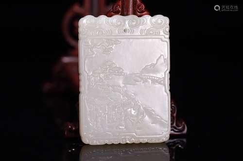 Hetian Jade Potery Carved Pendant