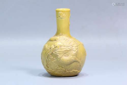 Porcelain Yellow Glaze Dragon Pattern Vase