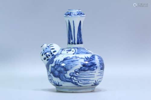 Porcelain Blue&White Landscape&Figure Vase