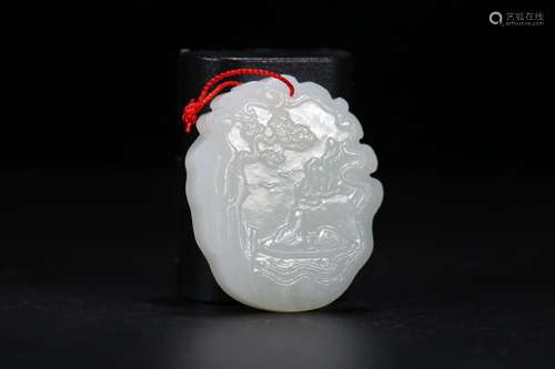 Hetian Jade Story&Poetry Carved Pendant