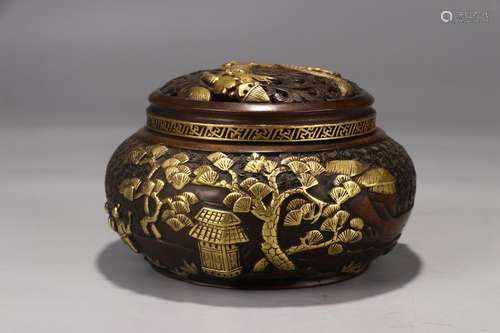 Gilt Bronze Story Carved Censer