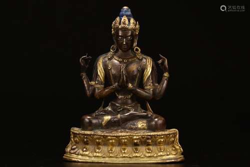 Gilt Bronze Guanyin Statue